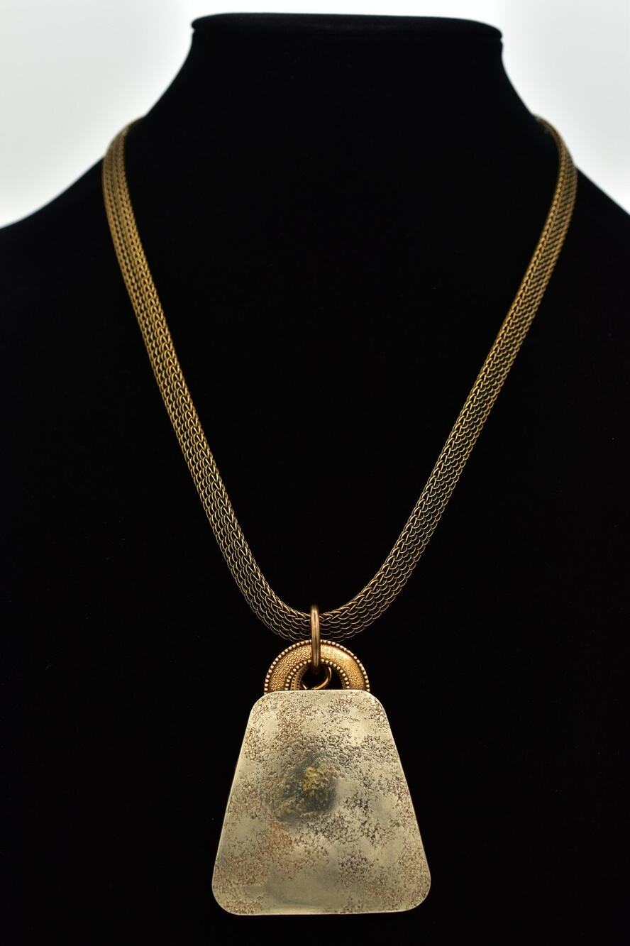 Baer SF Mixed Metal Multi Pendant Mesh Chain Statement Necklace Signed 90s BinAU